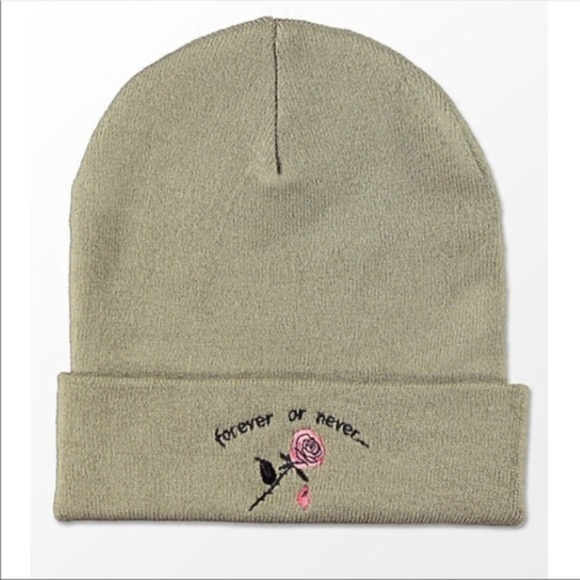 Zumiez Accessories - ᴘʀɪᴄᴇ ᴅʀᴏᴘ Zumiez Sage Embroidered Rose Beanie